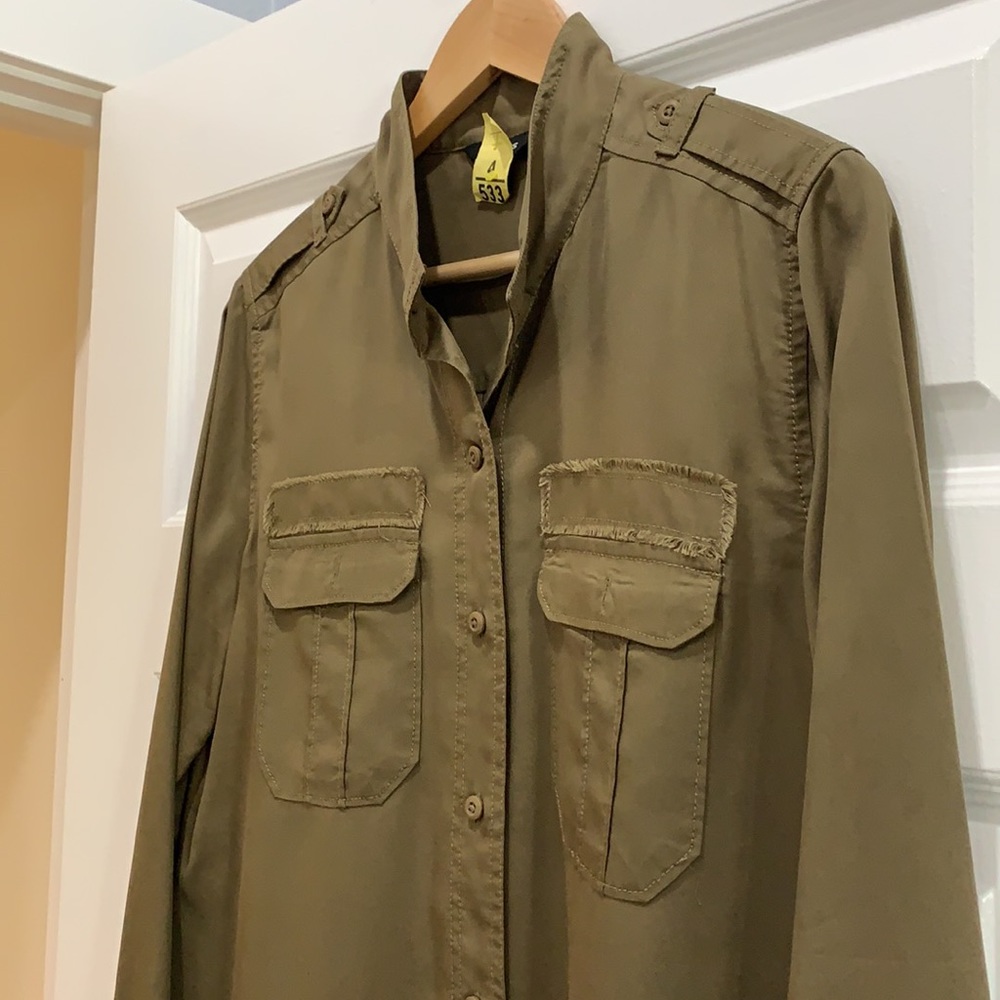 Express Adjustable Waist Button Down Military Shi… - image 4